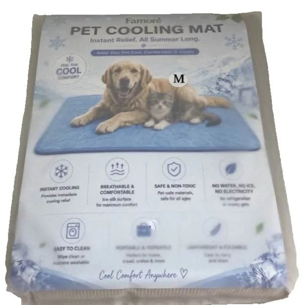 Famore Pet Cooling Mat Instant Relief Dog Cat Medium Comfort Summer Ice Pad NEW